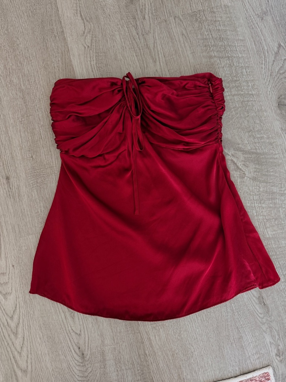 100% silk evening rich red top